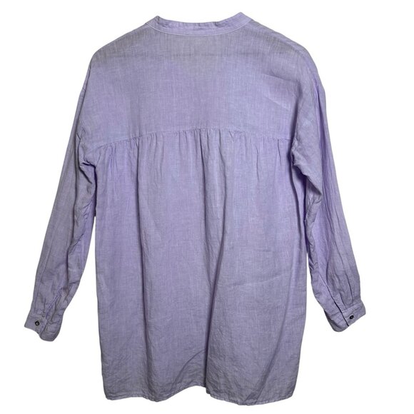 Eileen Fisher XS Handkerchief Organic Linen Shirt Wisteria Button Minimalist - Picture 3 of 11